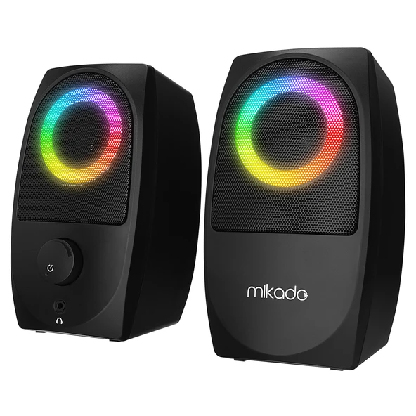 Mikado Md-90R 2.0 5W - 2 Siyah Bluetooth Rgb 2.0 Gaming Speaker ürün görseli 1