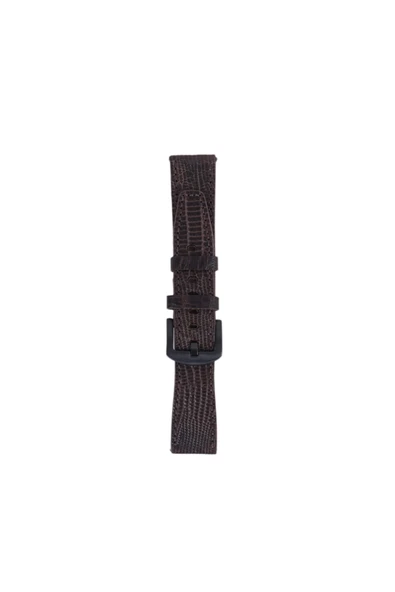 FRO 20mm Kordon Genişliği Olan Saatlerle Uyumlu 20 Mm Hakiki Deri Iguana Kahve Kordon Siyah Toka ürün görseli 1