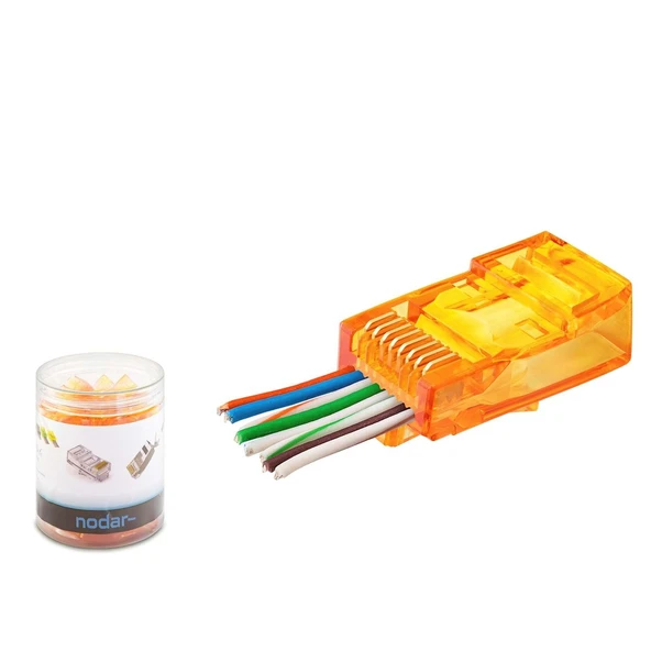 Nodar Nd2405 Cat6 Ez Rj45 Konnektör  Plastik Kutu -Turuncu (100 Lü Paket) ürün görseli 1