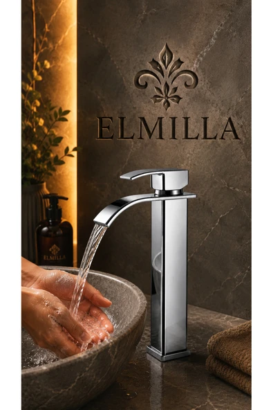 elmilla Lüx Premium Krom Çanak Lavabo Bataryası Çift Su Girişli Modern Tasarım Batarya ürün görseli 1