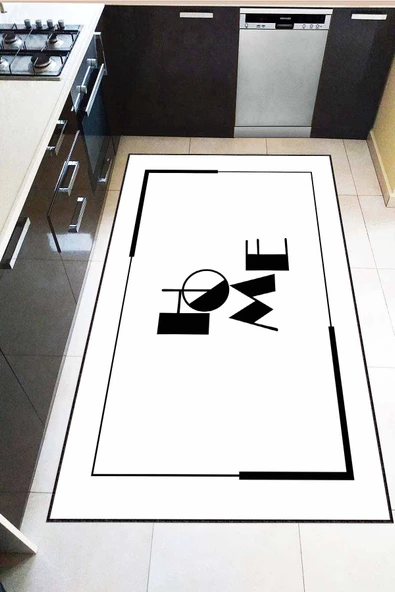 Beyaz Kaymaz Taban Yıkanan Home Desenli Mutfak Halısı AR1259 ürün görseli 1