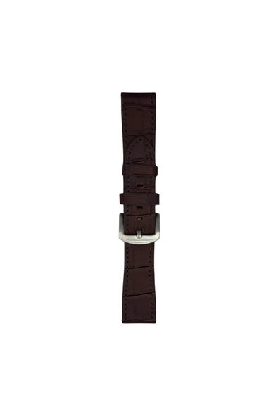 FRO 22 mm Hakiki Deri Kroko Kahverengi Kordon Akıllı Pim Gümüş Toka Kahverengi Kordon ürün görseli 1