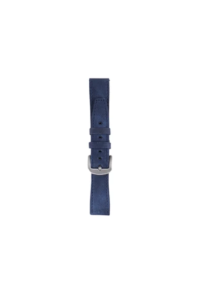 FRO 20mm Kordon Genişliği Olan Saatlerle Uyumlu 20 Mm Hakiki Deri Spor Lacivert Kordon Silver Toka ürün görseli 1
