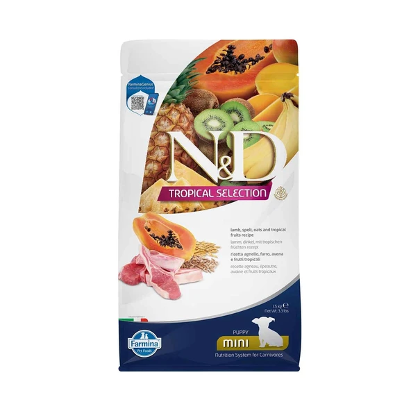 N&D Tropical Selection Düşük Tahıllı Kuzu Etli ve Tropikal Meyveli Küçük Irk Yavru Köpek Maması 1,5 kg ürün görseli 1