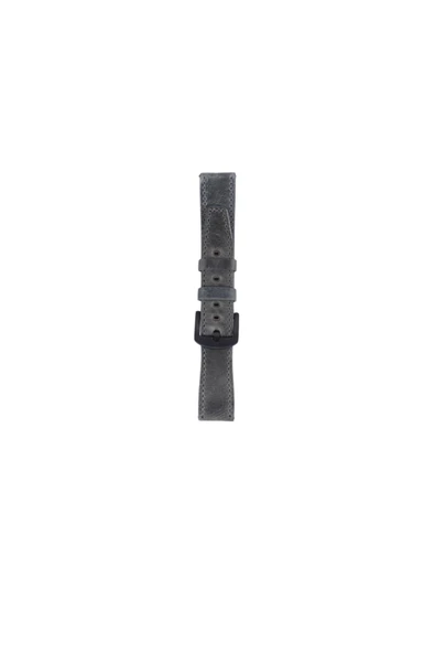 FRO 20mm Kordon Genişliği Olan Saatlerle Uyumlu 20 Mm Hakiki Deri Spor Gri Kordon Siyah Toka ürün görseli 1