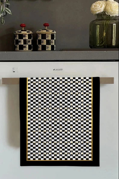 Siyah Dama Desenli Fırın Mutfak Havlusu 30x50cm ürün görseli 1