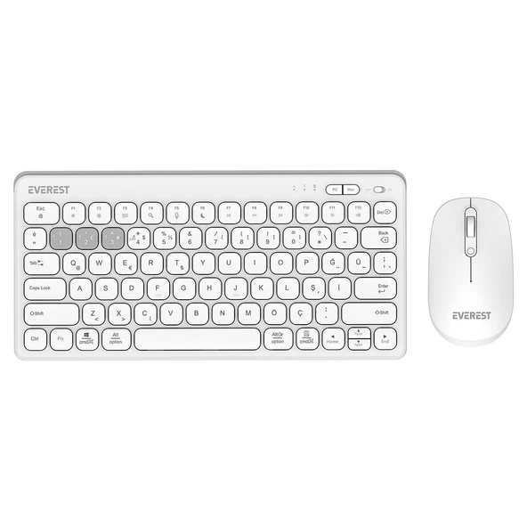 Everest  Km-Bt903 Beyaz 3İn1 3 Bt + 2.4  İnce Q 4 Cihaz Bağlantılı Kablosuz Klavye + Mouse Set ürün görseli 1