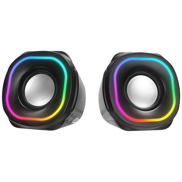 Mikado Md-180 2.0 3W-2 Siyah Rgb Aydınlatmalı Usb + 3.5Mm Usb 5V Speaker Hoparlör ürün görseli 1