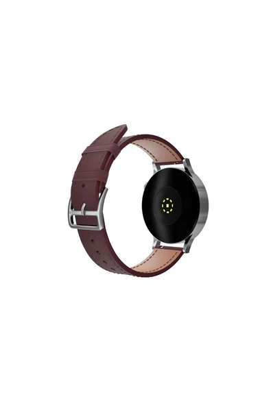 FRO 20mm Kordon Genişliği Olan Saatlerle Uyumlu 20 Mm Hakiki Deri Safiano Bordo Kordon Silver Toka ürün görseli 1