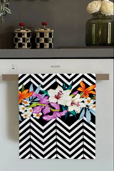Lila Çiçekli Fırın Mutfak Havlusu 30x50cm ürün görseli 1