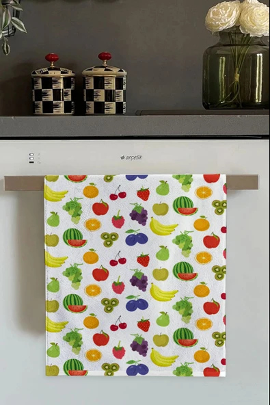 Renkli Meyve Desenli Fırın Mutfak Havlusu 30x50cm ürün görseli 1