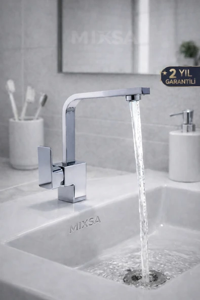MİXSA Lüx Krom Kare Lavabo Bataryası Çeşmesi ürün görseli 1