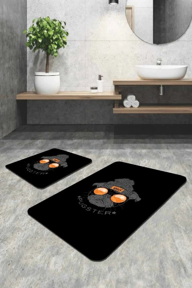 Siyah Hayvan Temalı Banyo Halısı Klozet Paspas Seti BS269 ürün görseli 1