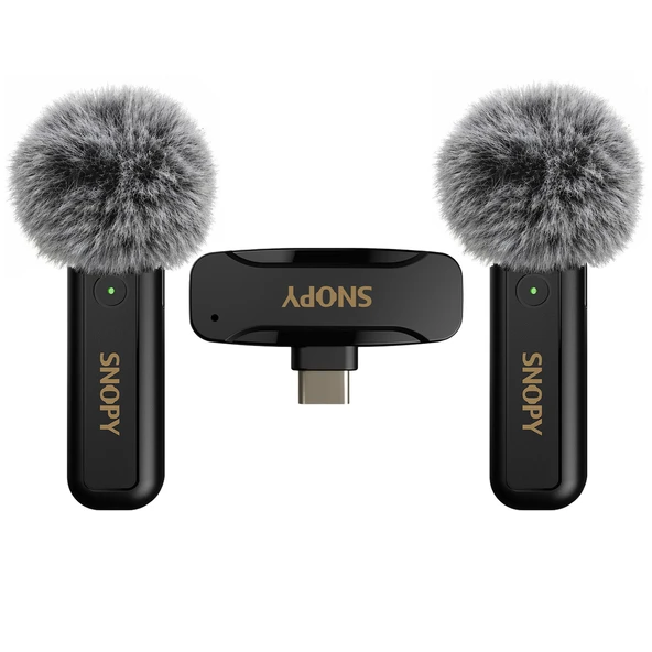 Snopy Sn-Mw80 Siyah 2 Mikrofonlu Kablosuz Type-C Yaka Mikrofonu ürün görseli 1