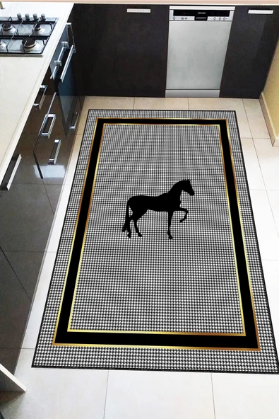 Gri Kaymaz Tabanlı Modern Mutfak Halısı AR1398 ürün görseli 1