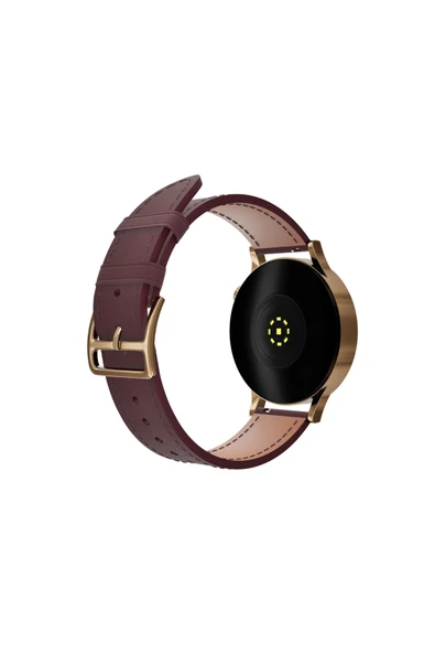 FRO 20mm Kordon Genişliği Olan Saatlerle Uyumlu 20 Mm Hakiki Deri Safiano Bordo Kordon Gold Toka ürün görseli 1