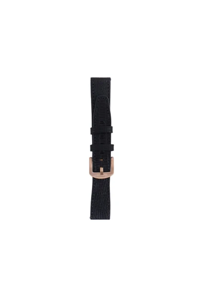 FRO 20mm Kordon Genişliği Olan Saatlerle Uyumlu 20 Mm Hakiki Deri Iguana Siyah Kordon Gold Toka ürün görseli 1