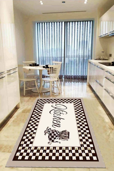 Bej Kaymaz Tabanlı Yıkanabilir Mackenzie Mutfak Halısı AR819 ürün görseli 1