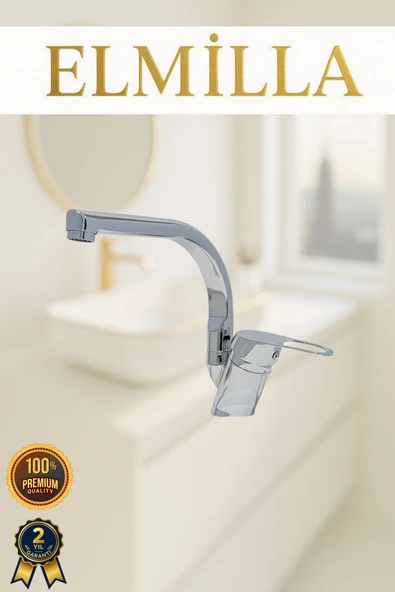 elmilla Kısa Krom Lüx Balık Sırtı Mix Aç Kapa Banyo Lavabo Bataryası ürün görseli 1