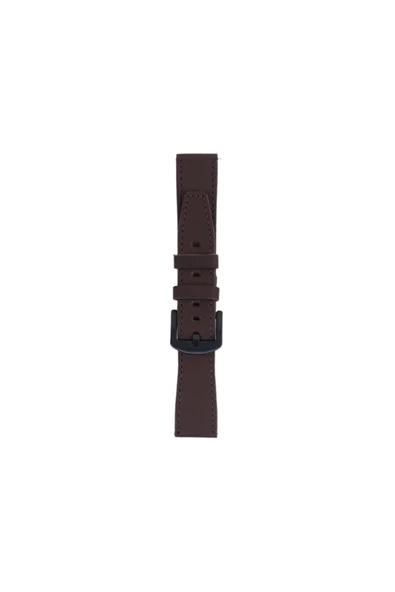 FRO 20mm Kordon Genişliği Olan Saatlerle Uyumlu 20 Mm Hakiki Deri Düz Kahve Kordon Siyah Toka ürün görseli 1