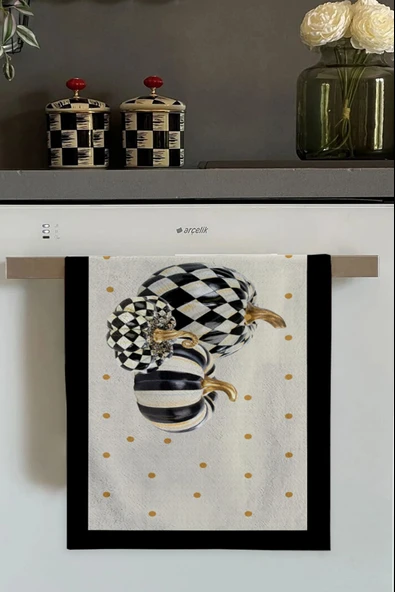Krem Bal Kabağı Desenli Fırın Mutfak Havlusu 30x50cm ürün görseli 1