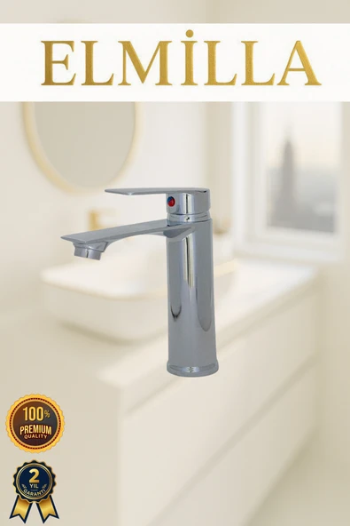 elmilla Krom Sabit Gövde Banyo Bataryası Lavabo Musluğu ürün görseli 1