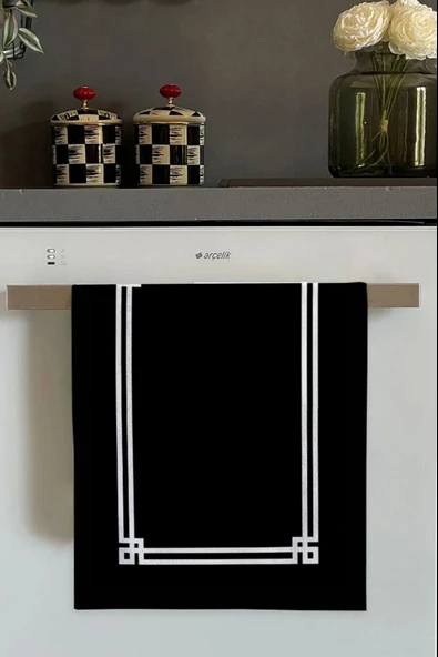 Siyah Çerçeveli Fırın Mutfak Havlusu 30x50cm ürün görseli 1