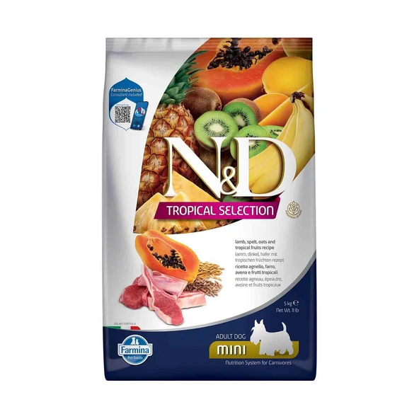 N&D Tropical Selection Düşük Tahıllı Kuzu Etli ve Tropikal Meyveli Küçük Irk Yetişkin Köpek Maması 5 kg ürün görseli 1