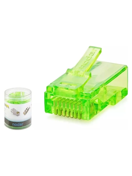 Nodar Nd2401 Cat6 Ez Rj45 Konnektör   Plastik Kutu - Yeşil (100 Lü Paket) ürün görseli 1