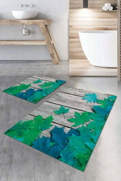 Yeşil Çınar 3D Üç Boyutlu Banyo Klozet Paspas Seti BS027 ürün görseli 1