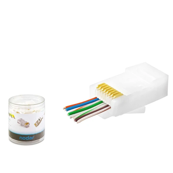 Nodar Nd2406 Cat6 Ez Rj45 Konnektör   Plastik Kutu - Beyaz (100 Lü Paket) ürün görseli 1