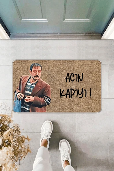 Bej Komik Açın Kapıyı Kapı Önü Paspası KP38 ürün görseli 1