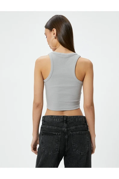 Halter Yaka Atlet Askılı Ribanalı Pamuklu - Resim 7