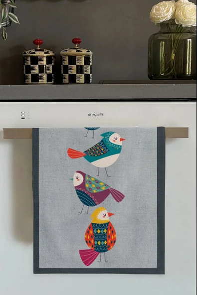Gri Papağan Desenli Fırın Mutfak Havlusu 30x50cm ürün görseli 1