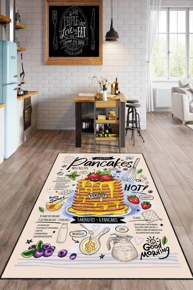Renkli Kaymaz Taban Yıkanabilen Cupcake Mutfak Halısı AR1280 ürün görseli 1