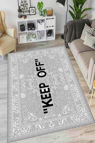 Gri Kaymaz Tabanlı Yıkanabilir Keep Off Mutfak Halısı AR1173 ürün görseli 1