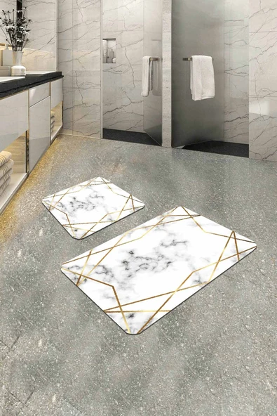 Gold Prizma Banyo Halısı Klozet Takımı Paspas Seti BS323 ürün görseli 1