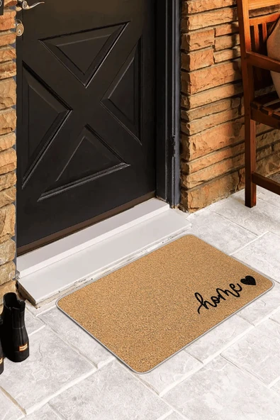Bej Home Desenli Kapı Önü Paspası KP20 ürün görseli 1