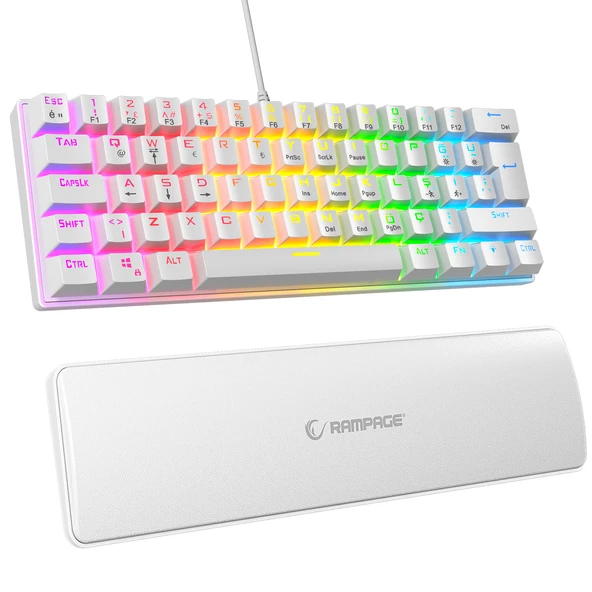 Rampage Ally K11 Beyaz Rainbow Q Gaming Kablolu Oyuncu Klavye Bilek Destekli Blue Switch ürün görseli 1