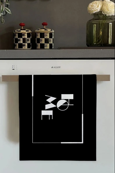 Siyah Home Yazılı Fırın Mutfak Havlusu 30x50cm ürün görseli 1