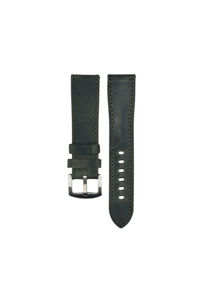FRO 22 mm Hakiki Deri Haki Renk Crazy Kordon Gümüş Toka ürün görseli 1