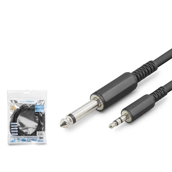 Hadron Hdx1077 6.5Mm To 3.5Mm Kablo Enstrüman Gitar 3 Metre Siyah ürün görseli 1