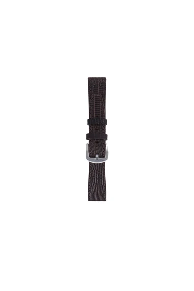 FRO 20mm Kordon Genişliği Olan Saatlerle Uyumlu 20 Mm Hakiki Deri Iguana Kahve Kordon Silver Toka ürün görseli 1