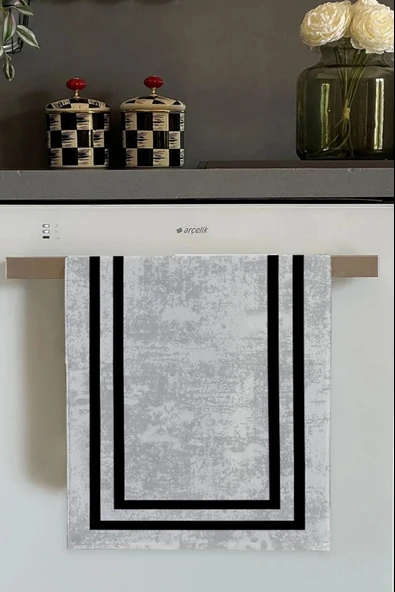 Gri Çerçeveli Fırın Mutfak Havlusu 30x50cm ürün görseli 1