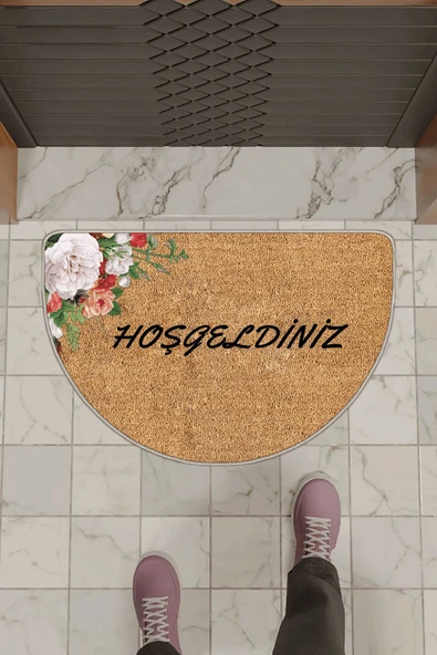 Bej Hoşgeldiniz Desenli Kapı Önü Paspası KP36 ürün görseli 1