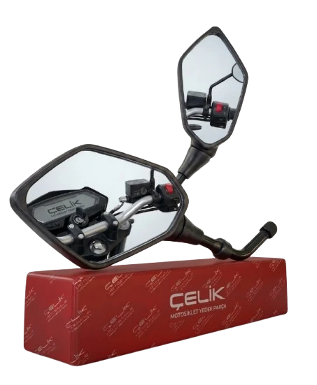 Çelik Motosiklet Aynası 10mm - Honda, RKS, Kuba, Mondial Uyumlu Dikiz Aynası ürün görseli 1