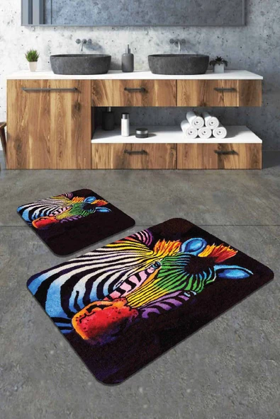 Renkli Hayvan Temalı Banyo Halısı Klozet Paspas Seti BS309 ürün görseli 1