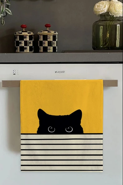 Sarı Kedili Fırın Mutfak Havlusu 30x50cm ürün görseli 1