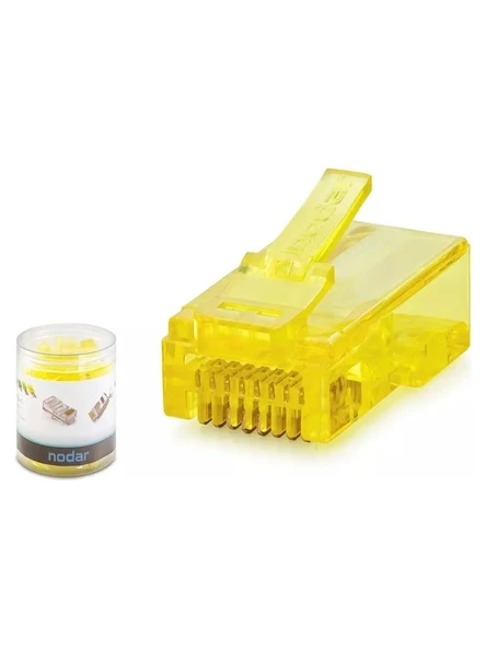 Nodar Nd2400 Cat6 Ez Rj45 Konnektör  Plastik Kutu - Sarı (100 Lü Paket) ürün görseli 1