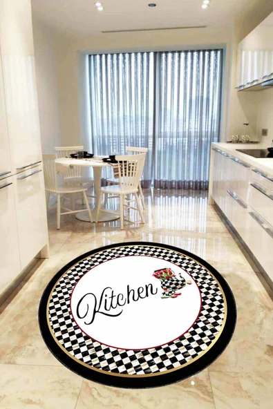 Kırmızı Kaymaz Taban Mackenzie Yuvarlak Mutfak Halısı AR434 ürün görseli 1